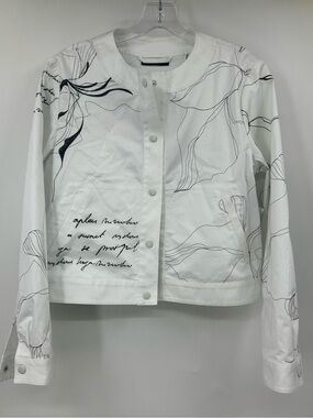 NWT Ivko White Embroidered Send Me a Letter Jacket Snap Up Size S